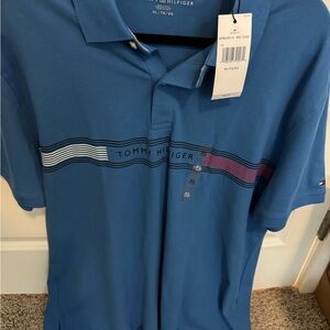 Tommy Hilfiger Blue Polo with Red and White Stripes